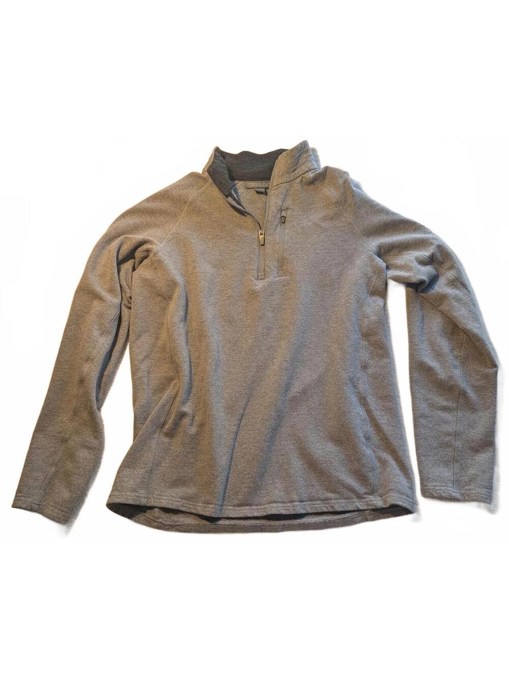 Free Fly Appare Men Medium Gray Bamboo Pullover Half-Zip